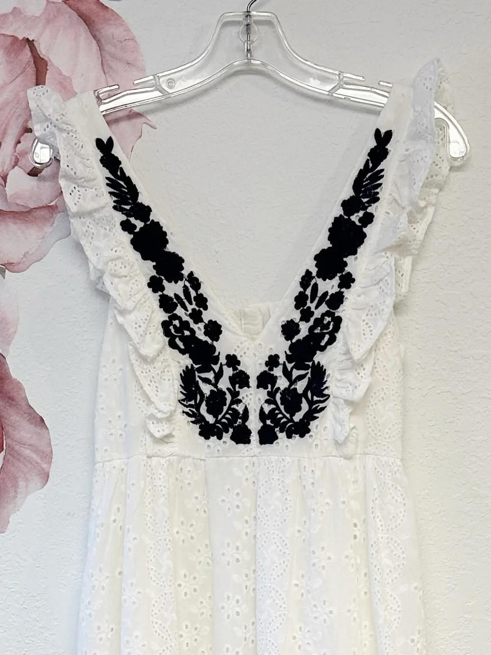 Allison New York Anthropologie white Eyelet Navy Embroidered Midi Dress XSmall - Picture 6 of 14